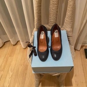 Lanvin Womens Slip On Leather Canvas Wedge Pumps, Size 8